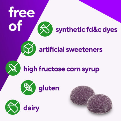Vitafusion Magnesium Glycinat Gummis – 100 mg pro Portion zur Unterstützung der Muskelentspannung für Erwachsene, Boomin’ Cherry Berry Geschmack, 60 Stück