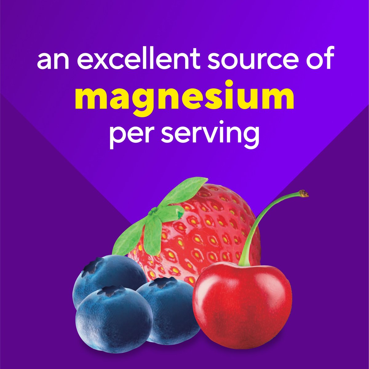 Vitafusion Magnesium Glycinat Gummis – 100 mg pro Portion zur Unterstützung der Muskelentspannung für Erwachsene, Boomin’ Cherry Berry Geschmack, 60 Stück