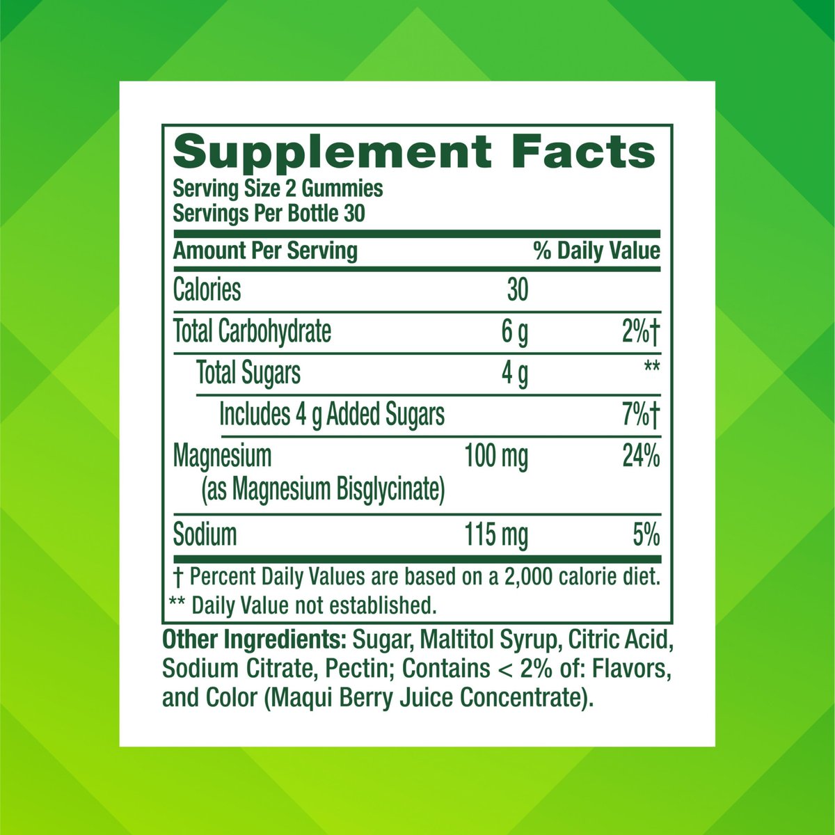 Vitafusion Magnesium Glycinat Gummis – 100 mg pro Portion zur Unterstützung der Muskelentspannung für Erwachsene, Boomin’ Cherry Berry Geschmack, 60 Stück