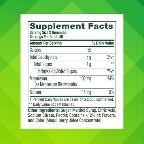Vitafusion Magnesium Glycinat Gummis – 100 mg pro Portion zur Unterstützung der Muskelentspannung für Erwachsene, Boomin’ Cherry Berry Geschmack, 60 Stück