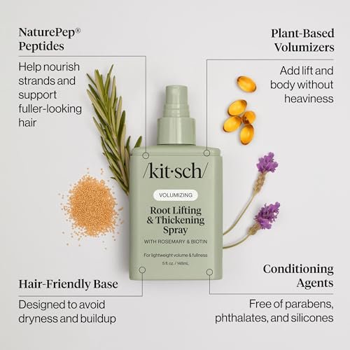 Kitsch Root Hair Volume Spray - Leichter Haar-Volumenspray für sofortigen Lift und Fülle | Haarverdickungsspray mit Rosmarin und Biotin | Weiches, griffiges Volumen-Finish - 150 ml