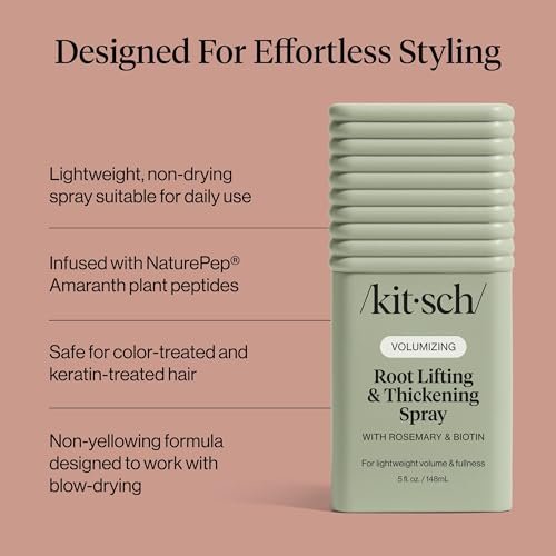 Kitsch Root Hair Volume Spray - Leichter Haar-Volumenspray für sofortigen Lift und Fülle | Haarverdickungsspray mit Rosmarin und Biotin | Weiches, griffiges Volumen-Finish - 150 ml