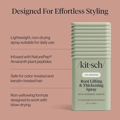 Kitsch Root Hair Volume Spray - Leichter Haar-Volumenspray für sofortigen Lift und Fülle | Haarverdickungsspray mit Rosmarin und Biotin | Weiches, griffiges Volumen-Finish - 150 ml