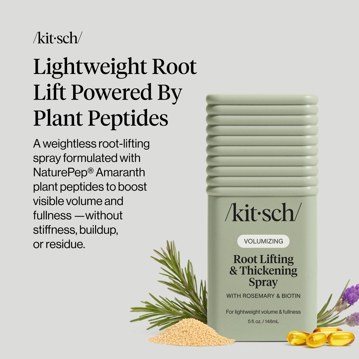 Kitsch Root Hair Volume Spray - Leichter Haar-Volumenspray für sofortigen Lift und Fülle | Haarverdickungsspray mit Rosmarin und Biotin | Weiches, griffiges Volumen-Finish - 150 ml