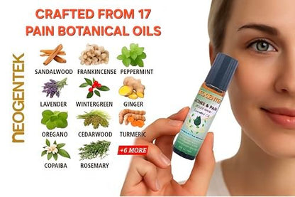Aches & Pains Essential Oil Blend | 17 reine Pflanzenöle | Natürliche Entspannung & Wohlbefinden | Aromatherapie Roll-On für Muskeln & Gelenke, Kopfschmerzen – 10 ml (Schmerzen & Verspannungen)