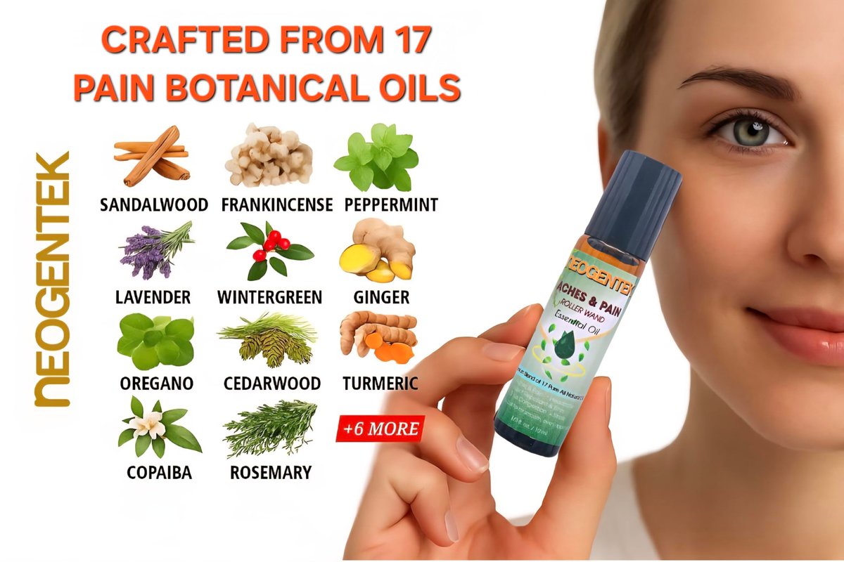 Aches & Pains Essential Oil Blend | 17 reine Pflanzenöle | Natürliche Entspannung & Wohlbefinden | Aromatherapie Roll-On für Muskeln & Gelenke, Kopfschmerzen – 10 ml (Schmerzen & Verspannungen)