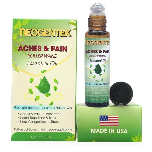 Aches & Pains Essential Oil Blend | 17 reine Pflanzenöle | Natürliche Entspannung & Wohlbefinden | Aromatherapie Roll-On für Muskeln & Gelenke, Kopfschmerzen – 10 ml (Schmerzen & Verspannungen)