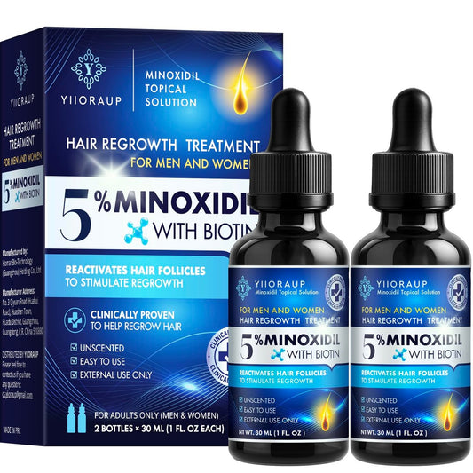 5% Minoxidil Haarwuchs für Männer und Frauen: Extra starke Minoxidil-Lösung bei zurückgehendem Haaransatz oder Scheitelausdünnung – Haarnachwuchs-Serum mit Biotin für tägliche Kopfhautanwendung