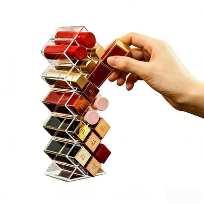 WECHENG Lippenstift-Organizer aus Acryl – Klarer, fischförmiger Lippenstifthalter für 16 Lippenstifte, Kosmetik-Aufbewahrung für Badezimmer und Schminktisch