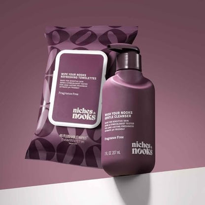 Niches & Nooks Gentle Nooks Reiniger – Duftfrei – Unparfümierte Intimwaschlotion für Frauen, pH-neutral, für empfindliche Haut, tägliche Anwendung – 200 ml