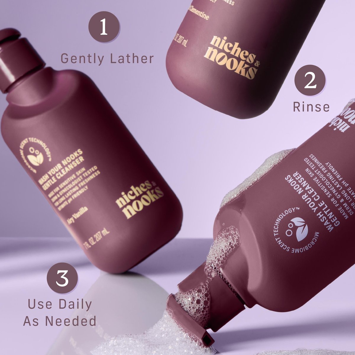 Niches & Nooks Gentle Nooks Reiniger – Duftfrei – Unparfümierte Intimwaschlotion für Frauen, pH-neutral, für empfindliche Haut, tägliche Anwendung – 200 ml