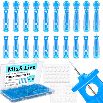 MixS Live Steriles Pickel-Nadel-Set – 80 Stück 0,3 mm Ultrafeine Pickel-Nadeln + 108 Pickel-Pflaster – Effektive Mitesser- & Hautunreinheiten-Entfernung für reine Haut