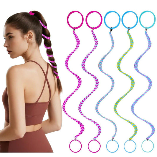 5 Stück Rips-Haargummis – Farbenfrohe elastische Beach-Haarwickelbänder für Frauen & Mädchen – Knotenfreie Ponytail-Wickelgummis ideal zum Surfen, Laufen, Trainieren (63,5 cm)