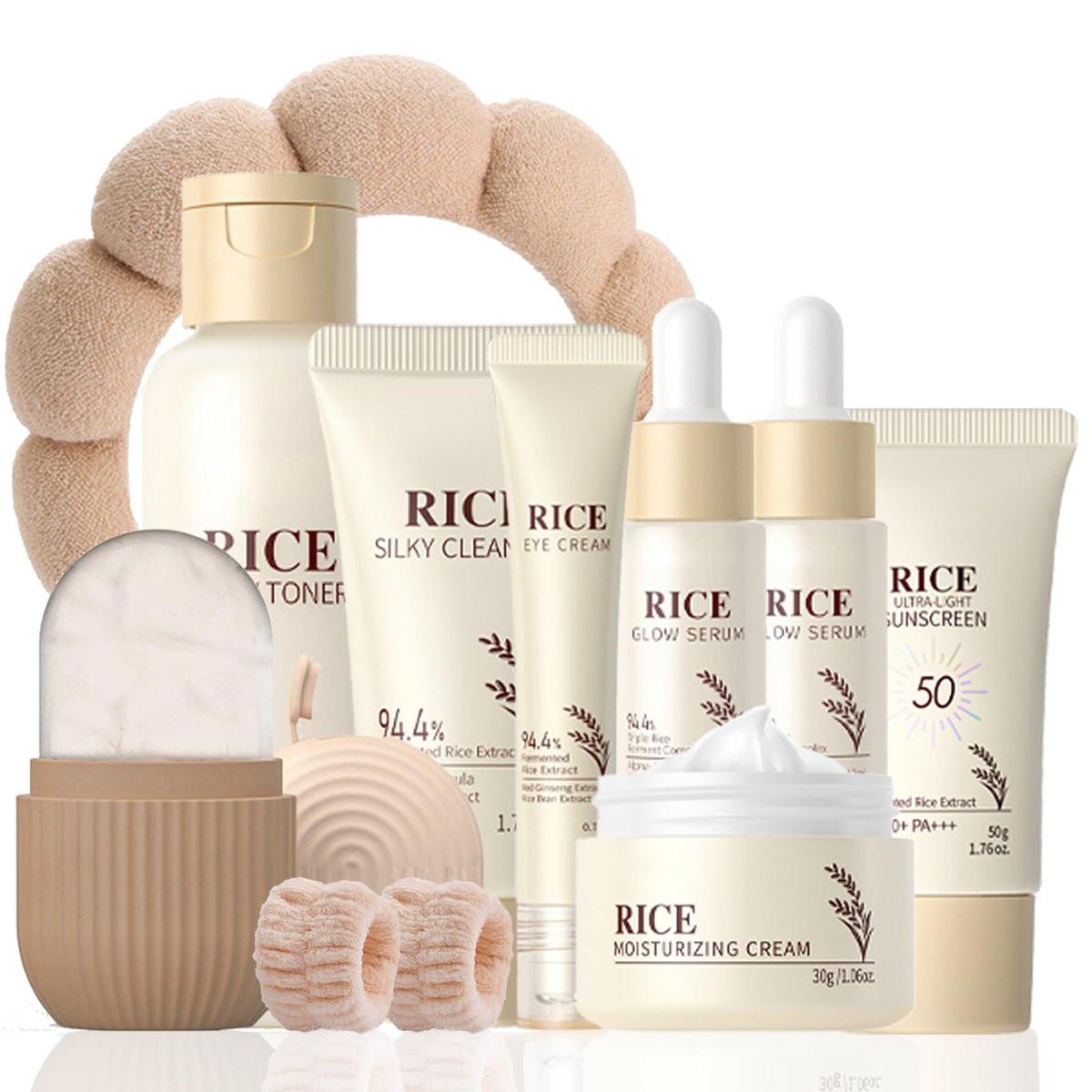 Rice Skin Care Set für Teenager Mädchen Geschenk Geburtstag - Hautpflege für Teens 10-12 - Feuchtigkeitsspendende Hautpflege-Routine Kit für Frauen - Geschenk Geburtstag Gesichtspflege Set mit Reiniger, Serum