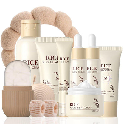 Rice Skin Care Set für Teenager Mädchen Geschenk Geburtstag - Hautpflege für Teens 10-12 - Feuchtigkeitsspendende Hautpflege-Routine Kit für Frauen - Geschenk Geburtstag Gesichtspflege Set mit Reiniger, Serum