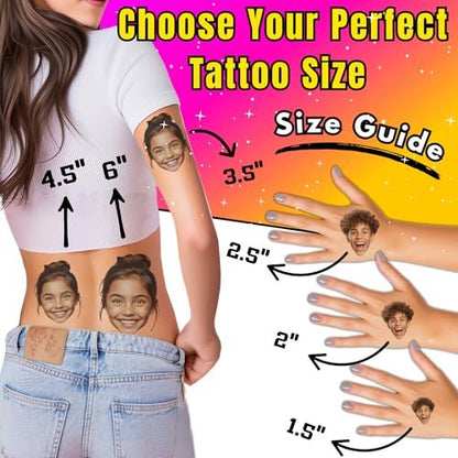 Dein Glück – Personalisierte Foto-Gesichts-Tattoos zum Aufkleben | Lustige individuelle Fake-Tattoos für Partys, Hochzeiten & Events | Hergestellt in den USA