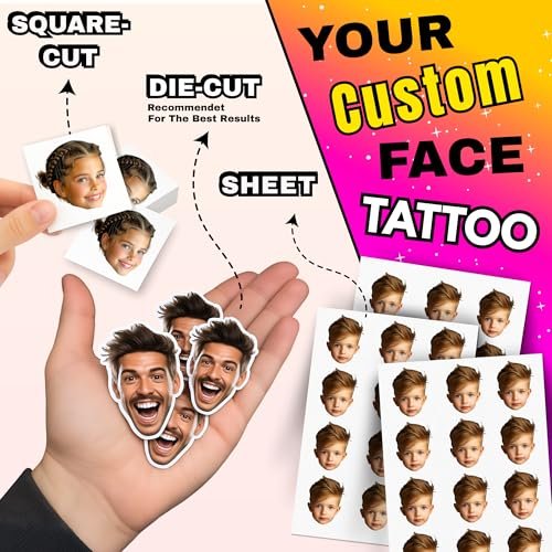 Dein Glück – Personalisierte Foto-Gesichts-Tattoos zum Aufkleben | Lustige individuelle Fake-Tattoos für Partys, Hochzeiten & Events | Hergestellt in den USA