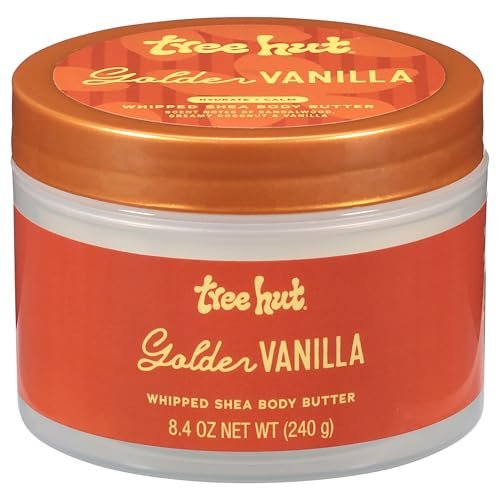 Tree Hut Golden Vanilla Geschlagene Shea Body Butter – Feuchtigkeitsspendende & pflegende Körperlotion mit natürlichen Ölen für weiche & geschmeidige Haut, 8,4 Unzen
