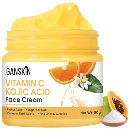 Ganskin Kojic Acid Creme – Hautaufhellende Creme für dunkle Flecken & ungleichmäßigen Teint – Für Gesicht & Körper, inklusive Intimbereiche – Kojicsäure-Lotion für einen strahlenden Look