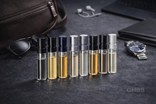 GHBB Herren Cologne Probe Entdeckungsset – Designer High-End Luxus Duft Mini Vial Probiergrößen | Zufällige Auswahl Reisegeschenk-Set für Ehemann, Papa, Freund – Weihnachts- & Partygeschenk (8 Stück)