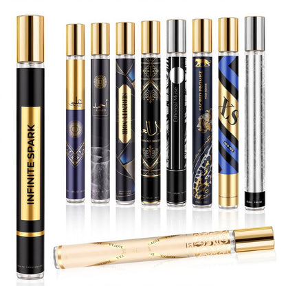 OFUN Herrenparfüm Set – 10 x 35 ml Reisegrößen Kollektion mit holzig-ledrigen, fruchtigen und floralen Noten – Ideal als Geschenk für Weihnachten, Valentinstag oder Geburtstag