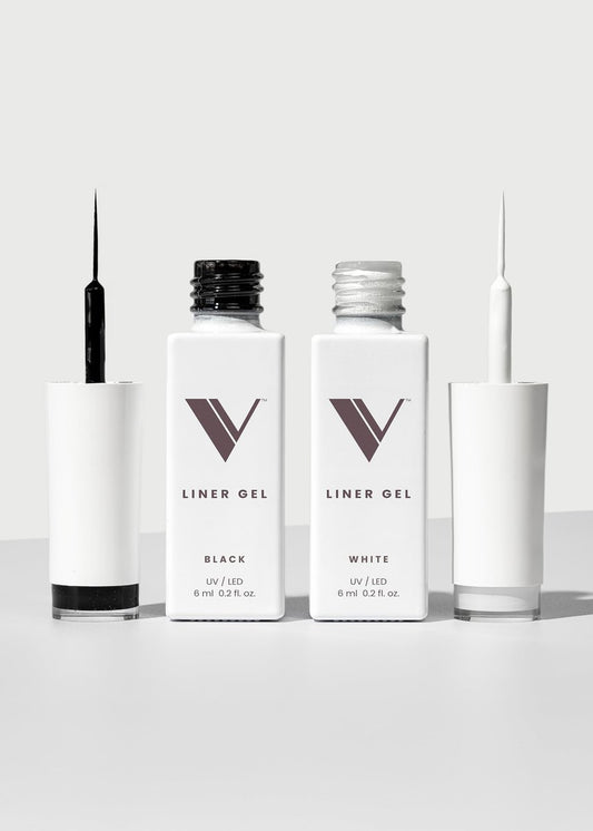 V Beauty Pure Black and White Liner Gel Nagellack – Set mit 2 schwarzen und weißen Gel-Liner-Nägellacken, 0,2 Fl Oz pro Flasche