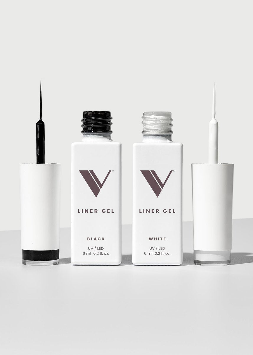 V Beauty Pure Black and White Liner Gel Nagellack – Set mit 2 schwarzen und weißen Gel-Liner-Nägellacken, 0,2 Fl Oz pro Flasche