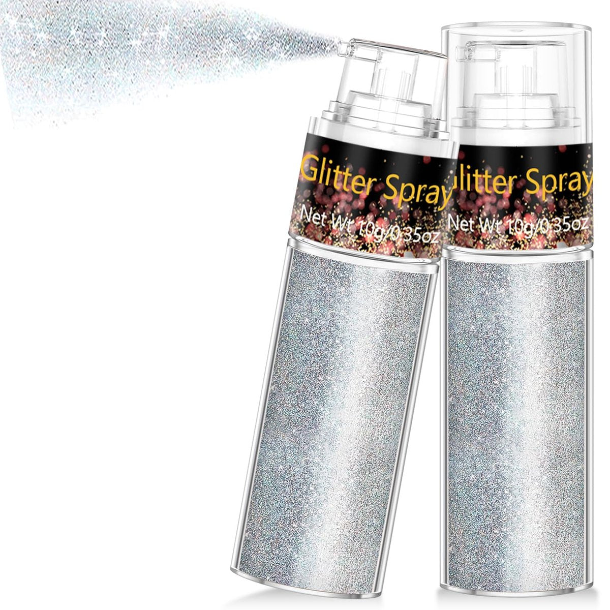 Silberner Haar- und Körperglitzer-Spray – 1 Stück, silberner Glitzer-Haarspray-Trockenpulver-Make-up für Kleidung, Festival, Rave, Prom, loser Glitzer, holografischer ultrafeiner Harzglitzer für Bastelarbeiten