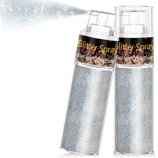 Silberner Haar- und Körperglitzer-Spray – 1 Stück, silberner Glitzer-Haarspray-Trockenpulver-Make-up für Kleidung, Festival, Rave, Prom, loser Glitzer, holografischer ultrafeiner Harzglitzer für Bastelarbeiten