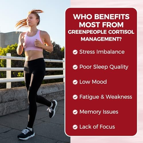 GREENPEOPLE Cortisol-Entspannungs-Gummis für Frauen & Männer - Stressabbau mit KSM-66 Ashwagandha, Magnesium, L-Theanin, GABA & Vitamin B6 - 60 Stück, Himbeergeschmack