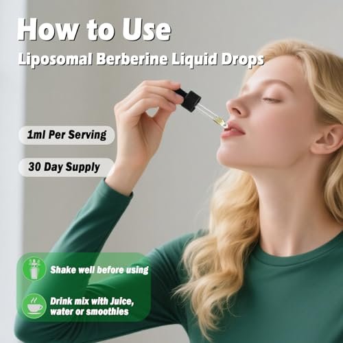 Liposomale Berberin-Tropfen, 14-in-1 Berberin HCL mit Ceylon-Zimt, Chrompicolinat, Magnesium, Bittermelone, Mariendistel | Bio-Berberin-Komplex für Blutzucker, Leber, Herz und Stoffwechsel
