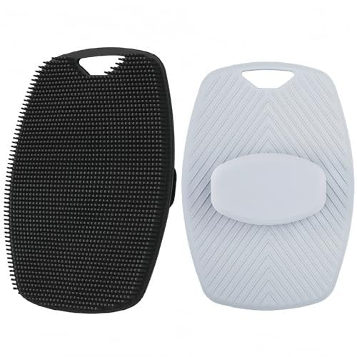 2er-Pack Silikon Körperbürste mit hochflexiblen Borsten – Handdusche für sanftes Peeling & geschmeidige Haut – Schwarz & Grau