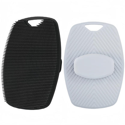 2er-Pack Silikon Körperbürste mit hochflexiblen Borsten – Handdusche für sanftes Peeling & geschmeidige Haut – Schwarz & Grau
