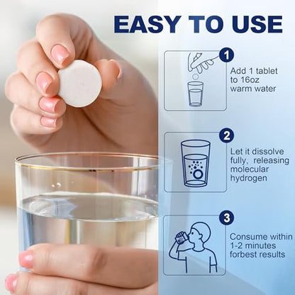 Crobirware Molekulare Wasserstofftabletten (12 PPM) – 120 Stück hochpotente H2-Tabletten für Trinkwasser mit Magnesium – Schnell lösliche Wasserstofftabletten für Energie, Fokus und Anti-Aging