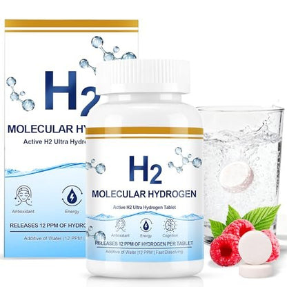 Crobirware Molekulare Wasserstofftabletten (12 PPM) – 120 Stück hochpotente H2-Tabletten für Trinkwasser mit Magnesium – Schnell lösliche Wasserstofftabletten für Energie, Fokus und Anti-Aging