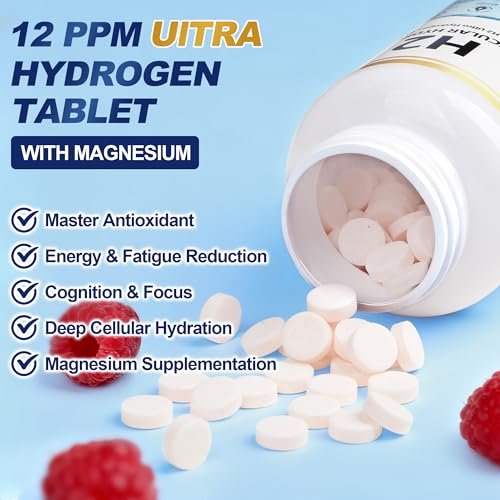 Crobirware Molekulare Wasserstofftabletten (12 PPM) – 120 Stück hochpotente H2-Tabletten für Trinkwasser mit Magnesium – Schnell lösliche Wasserstofftabletten für Energie, Fokus und Anti-Aging