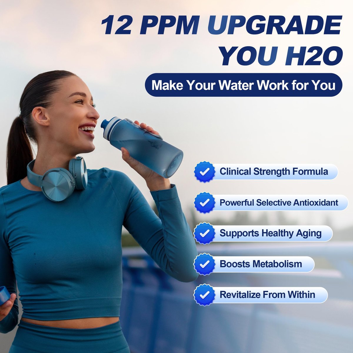 Crobirware Molekulare Wasserstofftabletten (12 PPM) – 120 Stück hochpotente H2-Tabletten für Trinkwasser mit Magnesium – Schnell lösliche Wasserstofftabletten für Energie, Fokus und Anti-Aging