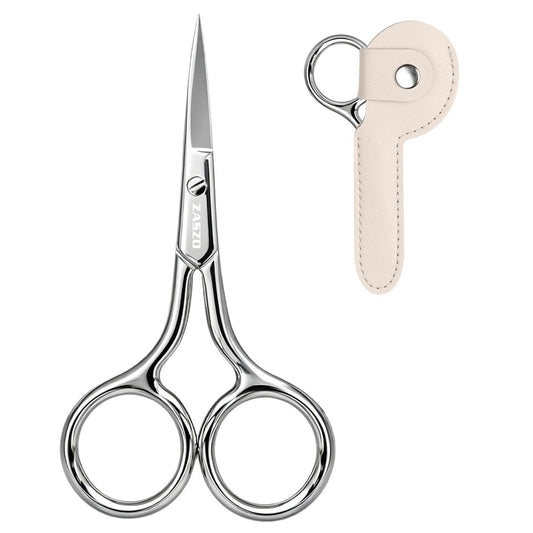 3,8 Zoll Silberne Augenbrauenschere aus Edelstahl – Präzise kleine Schere für die Körperpflege, professionelle Grooming-Schere für Augenbrauen, Schnurrbart und Bart