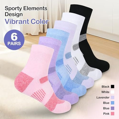 Bulinlulu Diabetische Knöchelsocken für Damen Größe 9-11, 6 Paar nicht einschnürende Diabetiker-Wandersocken für Herren (Pink, Lila, Lavendel, Schwarz, Weiß, Blau)