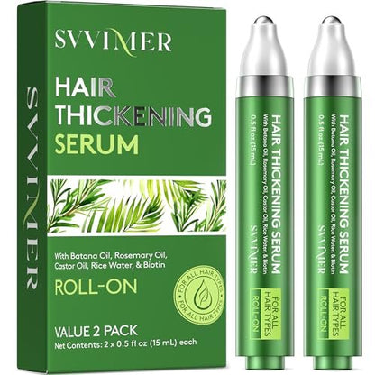 Svvimer Haarwachstum Serum Roll-On – mit Rosmarin & Batana-Öl, Biotin, verdickendes Kopfhautserum gegen Haarausfall und dünner werdendes Haar – für Frauen und Männer, 2 x 15 ml