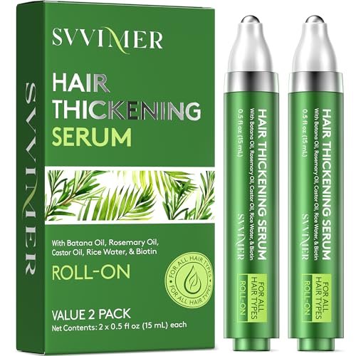 Svvimer Haarwachstum Serum Roll-On – mit Rosmarin & Batana-Öl, Biotin, verdickendes Kopfhautserum gegen Haarausfall und dünner werdendes Haar – für Frauen und Männer, 2 x 15 ml