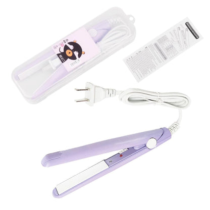 HuGuWdy Mini-Haarglätter: 2-in-1 Glätten & Locken für Reise, Wohnheim & Zuhause (US-Stecker, Lila)