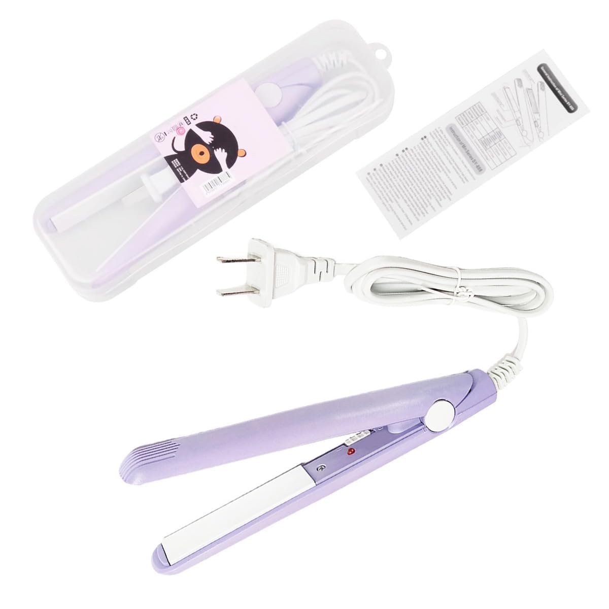 HuGuWdy Mini-Haarglätter: 2-in-1 Glätten & Locken für Reise, Wohnheim & Zuhause (US-Stecker, Lila)