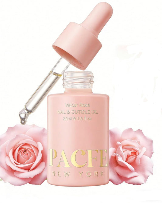 PACFE Velour Rosa Nagel- und Nagelhautöl – 100 % natürliche pflanzliche Pflege mit Jojobaöl, Squalan & Vitamin E – Tiefenhydratation für trockene, geschädigte Nägel & Nagelhaut – Nicht fettend, Rosenduft, 30 ml