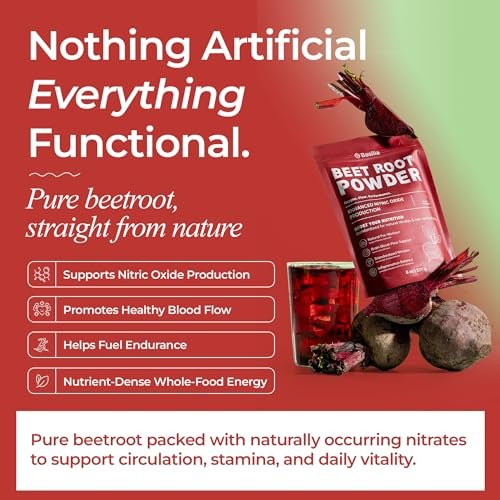 Basilia Rote Bete Pulver 227 g | Premium Non-GMO Superfood für Energie, Durchblutung & Ausdauer | Reich an Antioxidantien & Nitraten | Vegan, Glutenfrei, Nachhaltig