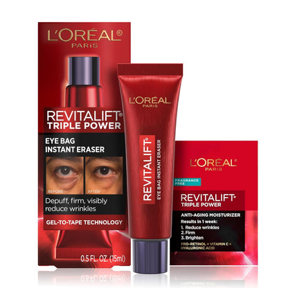 L'Oreal Paris Revitalift Triple Power Augencreme gegen Tränensäcke – 15 ml + Probe