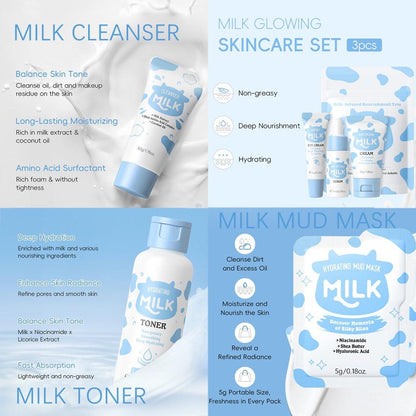 MILCH-HAUTPFLEGE-SET FÜR KINDER UND TEENAGER - Mädchen Geschenke ab 8-12 Jahren - Hautpflege-Set für Kids 8-9 - Geschenk für Teenager-Mädchen - Blau