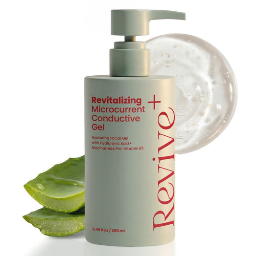 2-in-1 Microcurrent Conductive Gel mit Hyaluronsäure, 8,45 oz — Anti-Aging feuchtigkeitsspendendes Serum & Gesichtsstraffungsgel für Microcurrent-Geräte, parfümfrei, nicht klebrig, seidiger Gleit