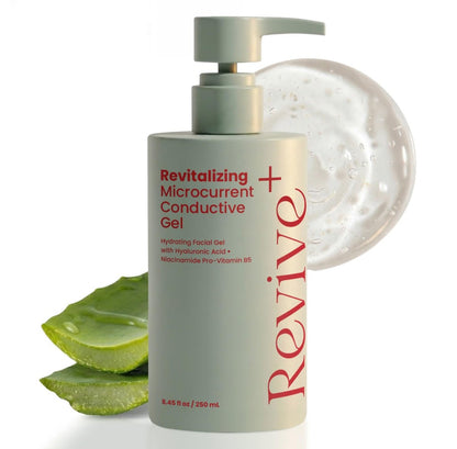 2-in-1 Microcurrent Conductive Gel mit Hyaluronsäure, 8,45 oz — Anti-Aging feuchtigkeitsspendendes Serum & Gesichtsstraffungsgel für Microcurrent-Geräte, parfümfrei, nicht klebrig, seidiger Gleit