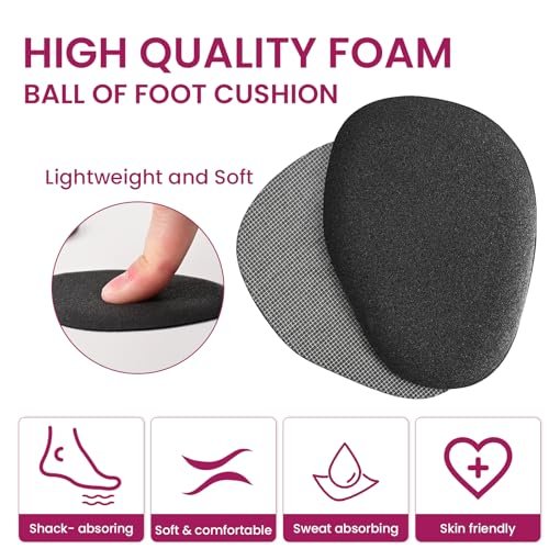 Ball of Foot Cushion Metatarsal Pads – Anti-Rutsch Metatarsal-Polster für ganztägigen Komfort in High Heels, Sandalen, Brautschuhen (Schwarz, 4 Paare)